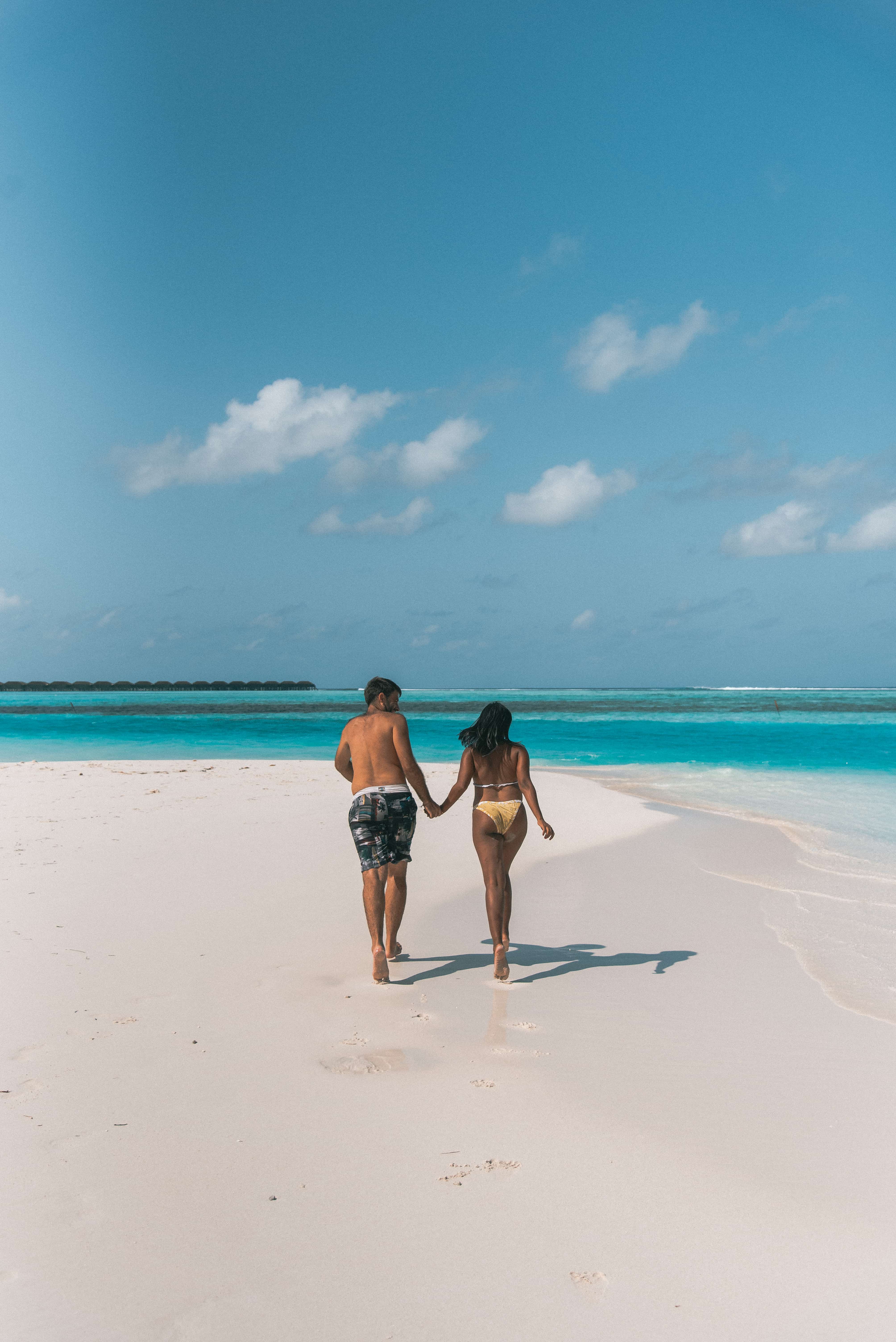 The crazy beautiful local Dhiffushi beach in the Maldives. The powdery white beaches are the same, whether you're in a luxury resort or local beach. This beach is definitely one of the crowd favorites - we met friends here with good number of smaller hotels. 