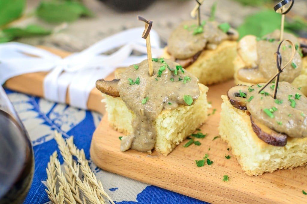 VEGETARIAN FOOD IN CANADA: 29 BEST CANADIAN VEGETARIAN DISHES AND VEGAN FOOD IN CANADA 27 mushroom and bannock bites - Canadian appetizers, vegetarian food in Canada, vegan food in Canada, Canadian vegetarian dishes, vegan in Canada, vegetarian in Canada